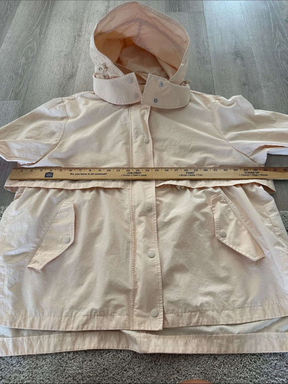J Crew Perfect Lightweight Jacket beige Hooded Rain Utility Coat Womens XL